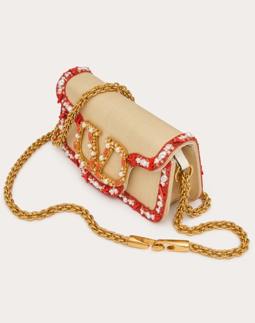 Red Valentino BORSA PICCOLA A SPALLA VALENTINO GARAVANI LOCÒ IN RAFIA CON PROFILO RICAMATO Sottocosto