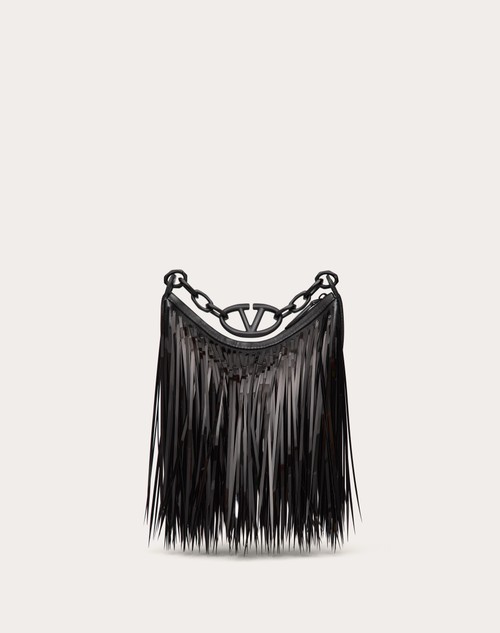 Red Valentino MINI HOBO VLOGO MOON BAG CON FRANGE DI PAILLETTES Nuova