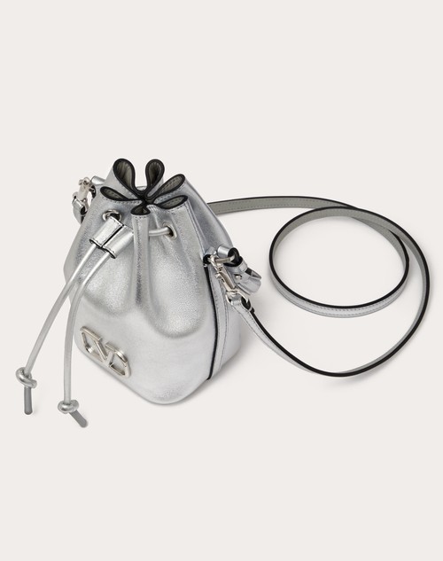 Red Valentino MINI BORSA A SECCHIELLO VLOGO SIGNATURE IN NAPPA METALLIZZATA Consegna Veloce
