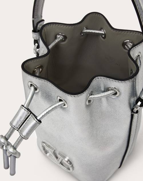 Red Valentino MINI BORSA A SECCHIELLO VLOGO SIGNATURE IN NAPPA METALLIZZATA Consegna Veloce