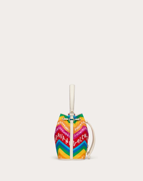 Red Valentino MINI BORSA A SECCHIELLO VALENTINO GARAVANI ESCAPE IN CANVAS CON STAMPA CHEVRON24 Sconto