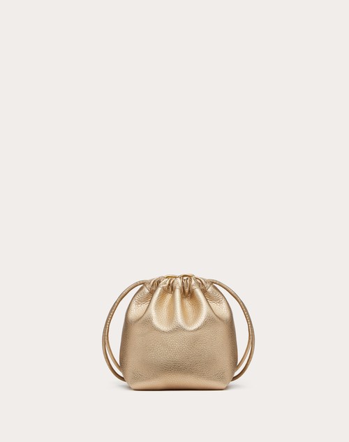 Red Valentino MINI BORSA A SACCHETTO VLOGO POUF IN PELLE METALLIZZATA Economico