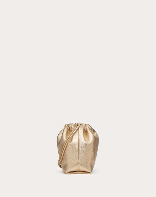 Red Valentino MINI BORSA A SACCHETTO VLOGO POUF IN PELLE METALLIZZATA Economico