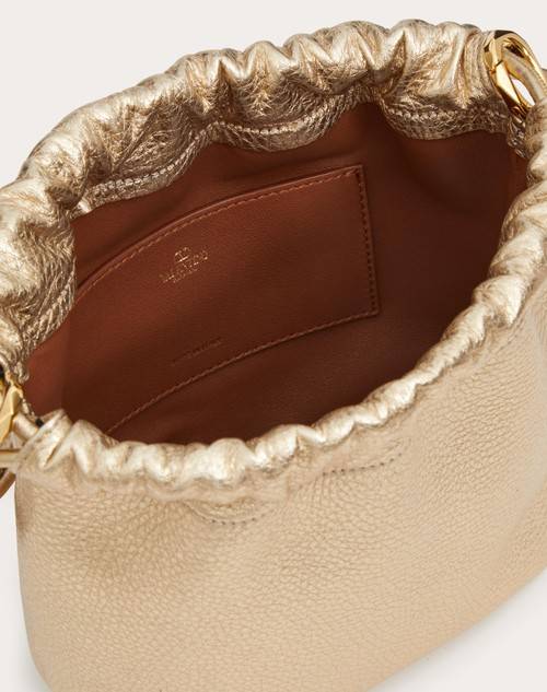 Red Valentino MINI BORSA A SACCHETTO VLOGO POUF IN PELLE METALLIZZATA Economico