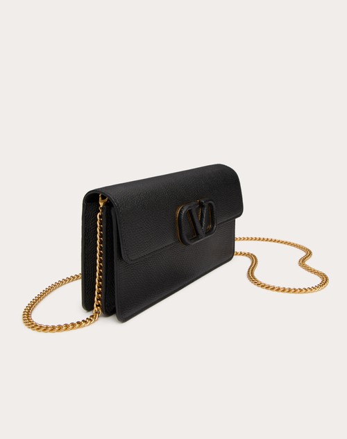 Red Valentino PORTAFOGLIO CON CATENA VLOGO SIGNATURE IN VITELLO GRANATO Vendita Calda