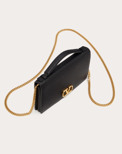 Red Valentino PORTAFOGLIO CON CATENA VLOGO SIGNATURE IN VITELLO GRANATO Saldi Di Fabbrica