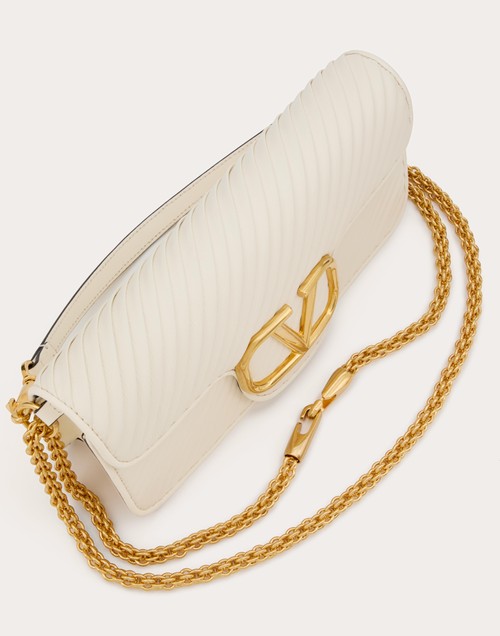 Red Valentino BORSA A SPALLA VALENTINO GARAVANI LOCÒ IN NAPPA PLISSETTATA Nuova