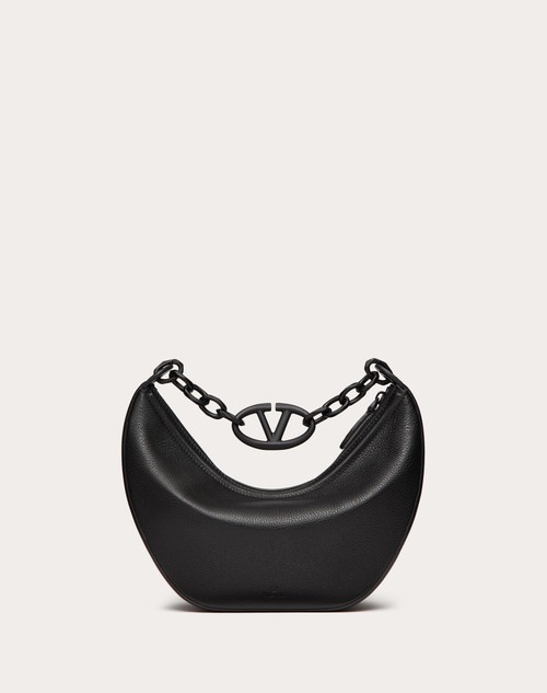 Red Valentino HOBO PICCOLA VLOGO MOON BAG IN VITELLO GRANATO CON CATENA Ultimo giorno