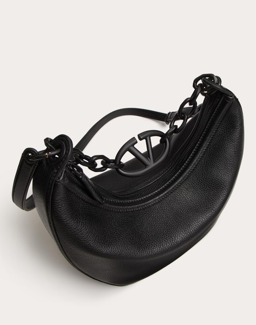 Red Valentino HOBO PICCOLA VLOGO MOON BAG IN VITELLO GRANATO CON CATENA Ultimo giorno