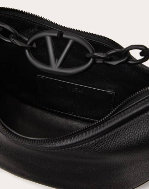 Red Valentino HOBO PICCOLA VLOGO MOON BAG IN VITELLO GRANATO CON CATENA Ultimo giorno
