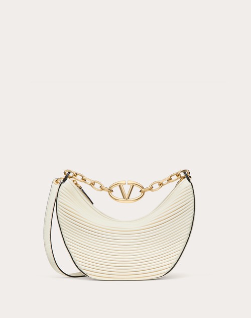 Red Valentino HOBO PICCOLA VLOGO MOON BAG IN NAPPA LAVORATA CON CATENA Promozione
