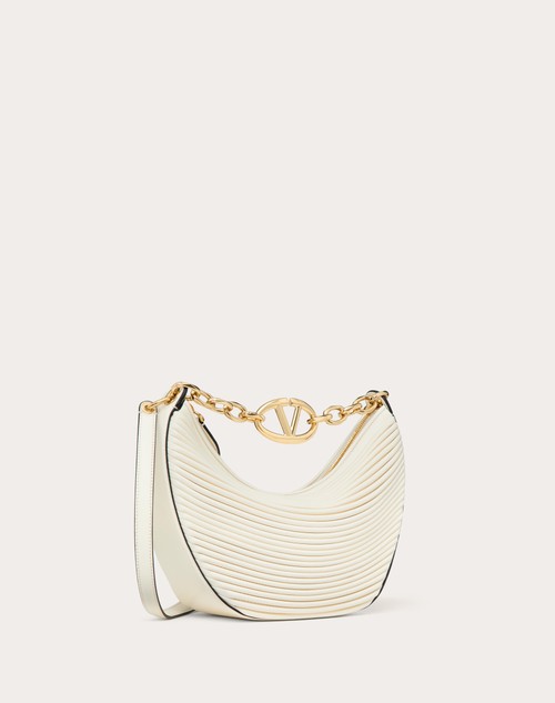 Red Valentino HOBO PICCOLA VLOGO MOON BAG IN NAPPA LAVORATA CON CATENA Promozione