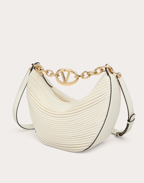 Red Valentino HOBO PICCOLA VLOGO MOON BAG IN NAPPA LAVORATA CON CATENA Promozione