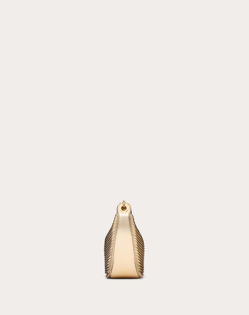 Red Valentino MINI HOBO VLOGO MOON BAG IN NAPPA LAVORATA METALLIZZATA CON CATENA Spedizione Gratuita
