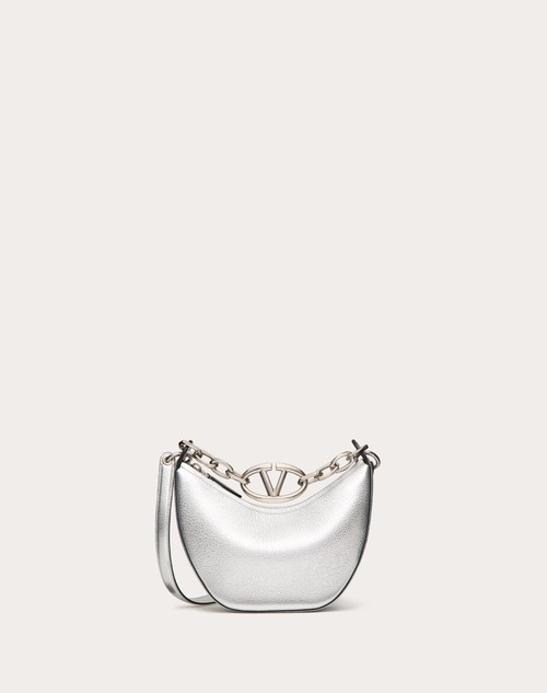 Red Valentino MINI HOBO VLOGO MOON BAG IN VITELLO GRANATO METALLIZZATO CON CATENA Pezzi Unici