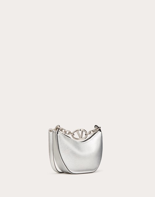 Red Valentino MINI HOBO VLOGO MOON BAG IN VITELLO GRANATO METALLIZZATO CON CATENA Pezzi Unici