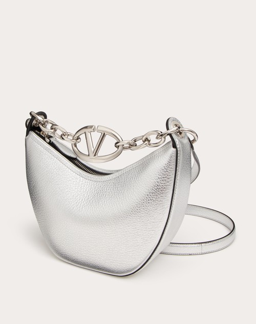 Red Valentino MINI HOBO VLOGO MOON BAG IN VITELLO GRANATO METALLIZZATO CON CATENA Pezzi Unici