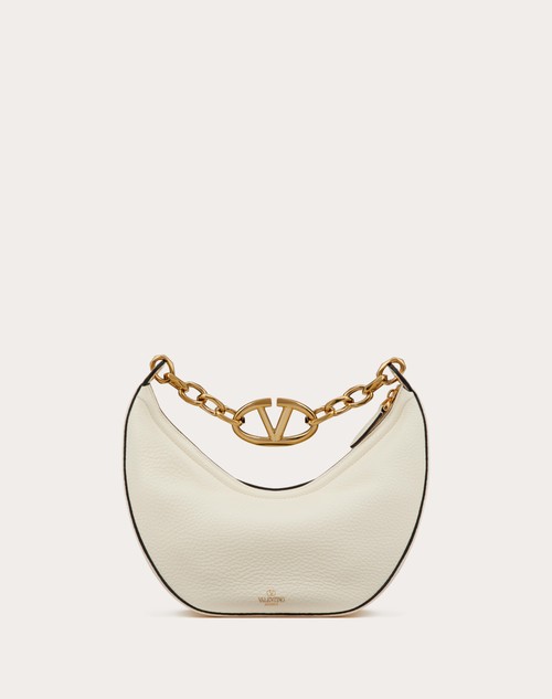Red Valentino HOBO PICCOLA VLOGO MOON BAG IN VITELLO GRANATO CON CATENA Negozi Online