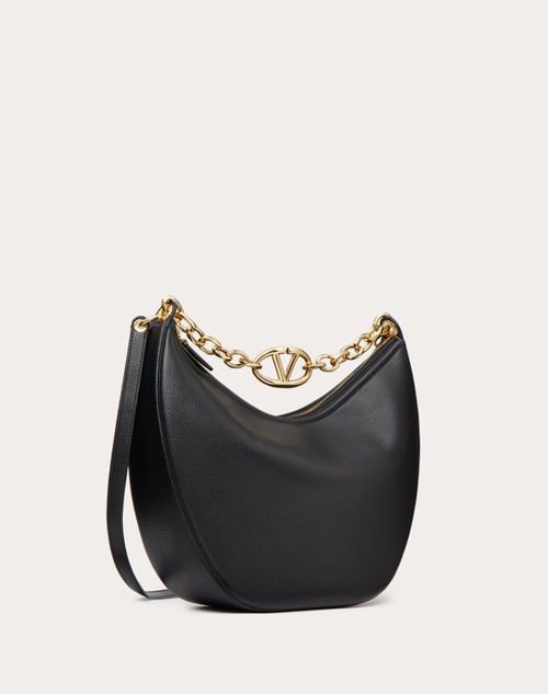 Red Valentino HOBO MEDIA VLOGO MOON BAG IN VITELLO GRANATO CON CATENA Affare Del Giorno