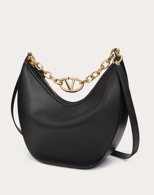 Red Valentino HOBO MEDIA VLOGO MOON BAG IN VITELLO GRANATO CON CATENA Affare Del Giorno
