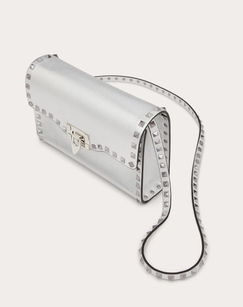 Red Valentino BORSA PICCOLA A TRACOLLA ROCKSTUD IN VITELLO GRANATO METALLIZZATO Moda