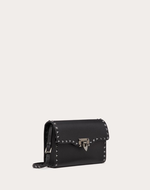 Red Valentino BORSA PICCOLA A TRACOLLA ROCKSTUD IN VITELLO GRANATO Nuovo