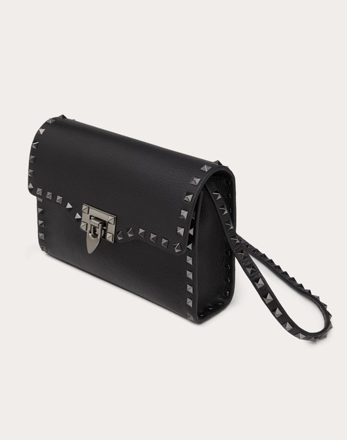 Red Valentino BORSA PICCOLA A TRACOLLA ROCKSTUD IN VITELLO GRANATO Nuovo