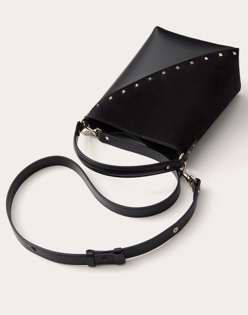 Red Valentino BORSA A SECCHIELLO VALENTINO GARAVANI VALENTINO GARAVANI ROCKSTUD WISPY IN VITELLO E CAMOSCIO Qualità Garantita