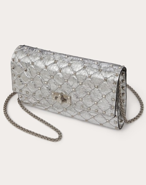 Red Valentino BORSA A TRACOLLA ROCKSTUD SPIKE IN AGNELLO METALLIZZATO Sconto di tempo limitato