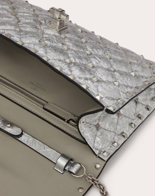 Red Valentino BORSA A TRACOLLA ROCKSTUD SPIKE IN AGNELLO METALLIZZATO Sconto di tempo limitato