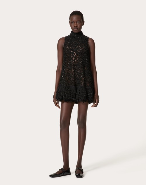 Red Valentino ABITO CORTO IN TULLE ILLUSIONE RICAMATO Smaltimento dello stoccaggio