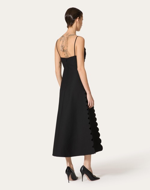 Red Valentino ABITO MIDI IN CREPE COUTURE RICAMATO Consegna Veloce