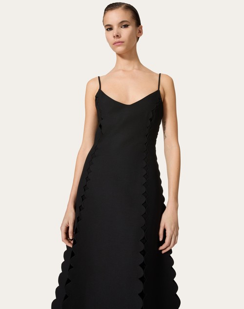 Red Valentino ABITO MIDI IN CREPE COUTURE RICAMATO Consegna Veloce