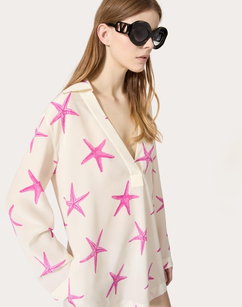 Red Valentino ABITO CORTO IN CREPE DE CHINE STARFISH Latest stili