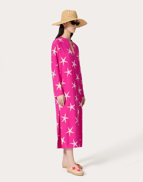Red Valentino ABITO MIDI IN CREPE DE CHINE STARFISH Ultimo giorno