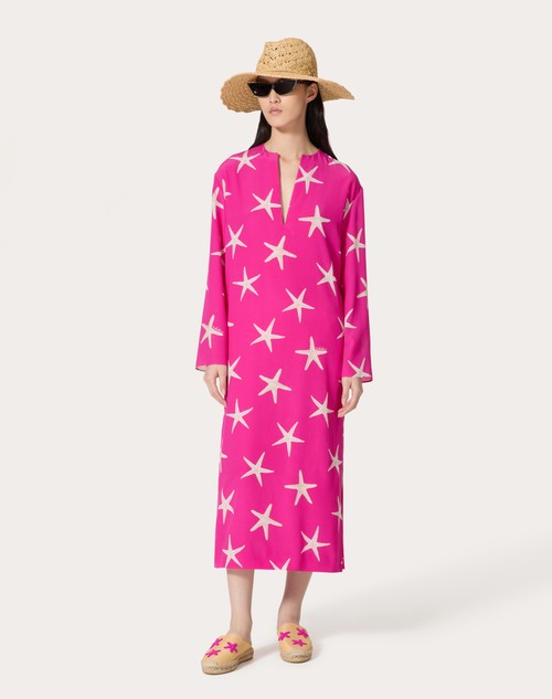Red Valentino ABITO MIDI IN CREPE DE CHINE STARFISH Ultimo giorno