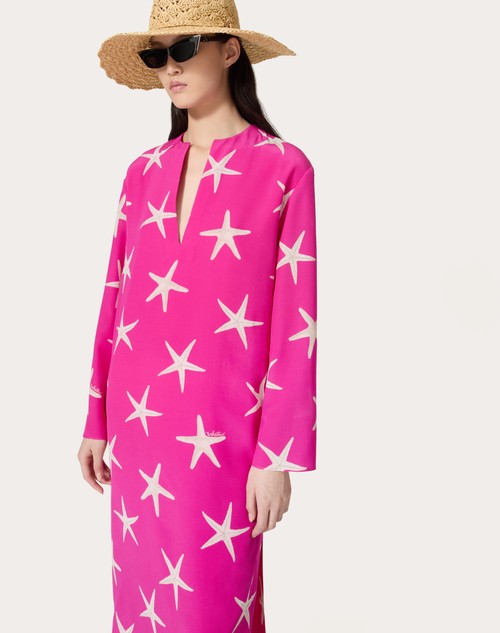Red Valentino ABITO MIDI IN CREPE DE CHINE STARFISH Ultimo giorno