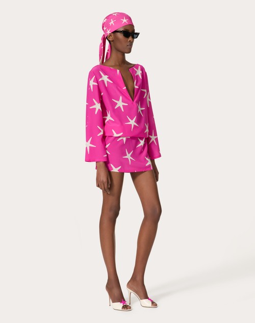 Red Valentino ABITO CORTO IN CREPE DE CHINE STARFISH Promozione temporanea
