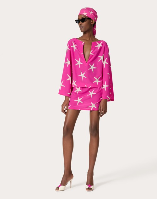 Red Valentino ABITO CORTO IN CREPE DE CHINE STARFISH Promozione temporanea