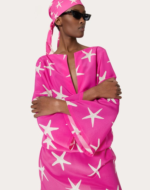 Red Valentino ABITO CORTO IN CREPE DE CHINE STARFISH Promozione temporanea