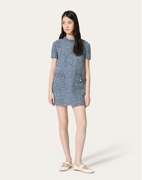 Red Valentino ABITO CORTO IN DENIM TEXTURED TWEED Offerta speciale della fabbrica