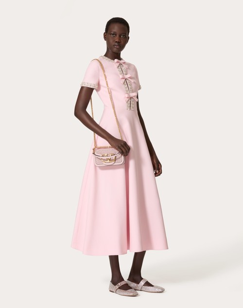Red Valentino ABITO MIDI IN CREPE COUTURE RICAMATO Black Friday Prezzi