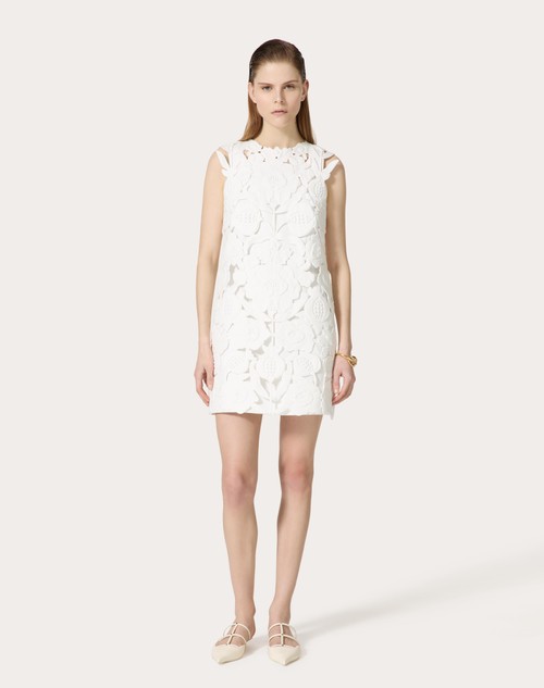 Red Valentino ABITO CORTO IN LIGHT DOUBLE SPLITTABLE GABARDINE RICAMATO 2025