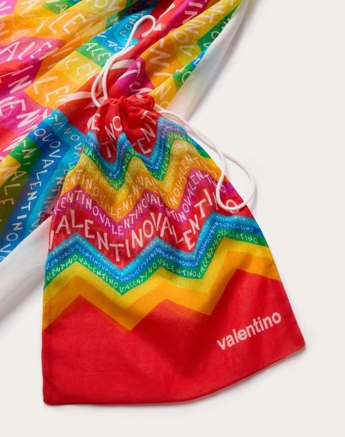 Red Valentino PAREO CON POCHON ESCAPE IN COTONE E SETA Sconto