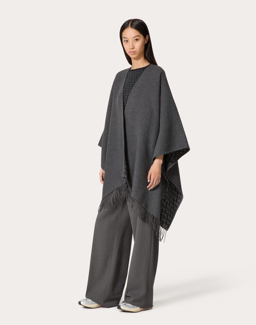 Red Valentino PONCHO DOUBLE TOILE ICONOGRAPHE IN LANA, SETA E CACHEMIRE Vendita Calda