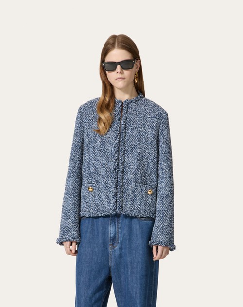 Red Valentino GIACCA IN DENIM TEXTURED TWEED Moda