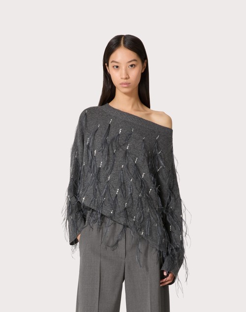 Red Valentino MAGLIA IN LANA CON PIUME RICAMATA Offerta Anniversario
