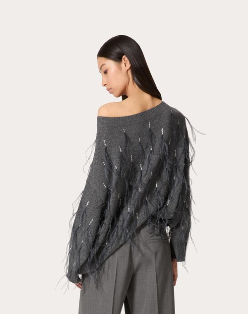 Red Valentino MAGLIA IN LANA CON PIUME RICAMATA Offerta Anniversario