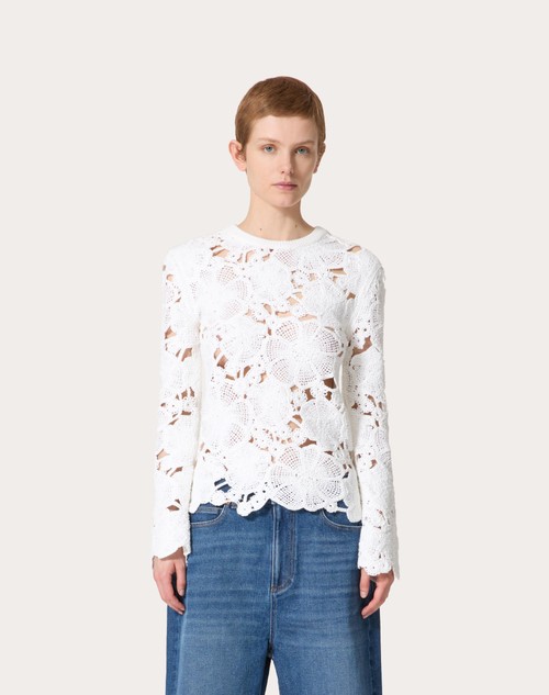 Red Valentino MAGLIA IN COTONE RICAMATA Smaltimento dello stoccaggio