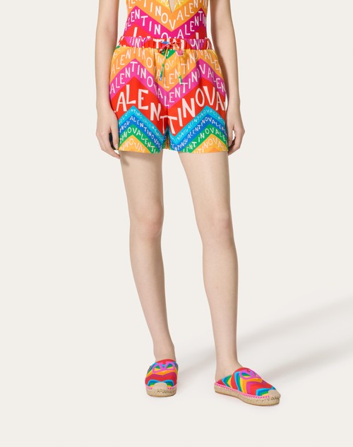 Red Valentino SHORTS IN CREPE DE CHINE VALENTINO CHEVRON 24 Super sconto